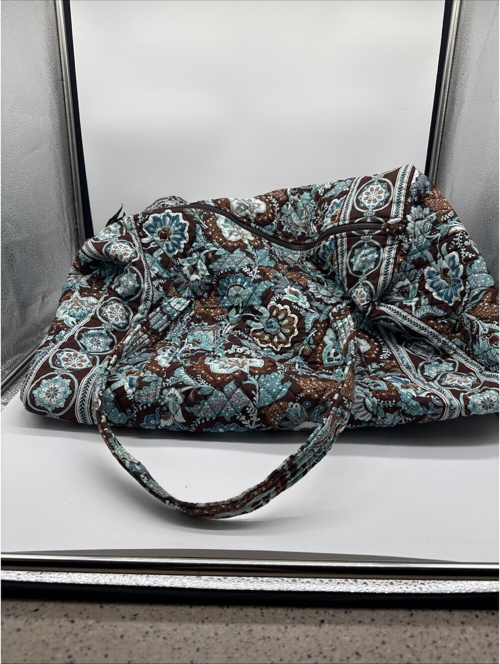 Vera Bradley Quilted Travel Duffel Bag – Retired "Java Blue" Pattern
